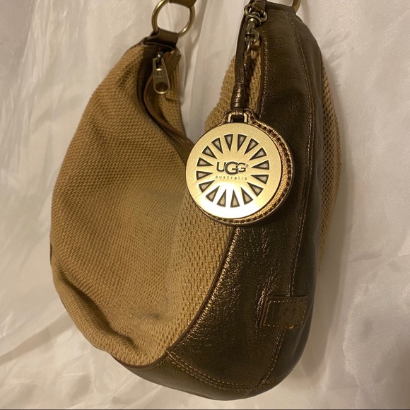 UGG Australia Bronze Leather Woven Hobo Bag - Picture 11 of 16